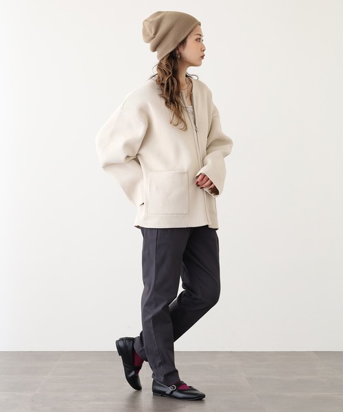 OMNES（オムネス）の「OMNES Another Edition スーパーストレッチツイル裏起毛タックパンツ（スラックス・レディース・ネイビー/チャコール/ブラウン/ライトグレー/カーキ/アイボリー・M/L）」の18枚目の写真