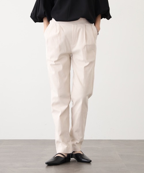 OMNES（オムネス）の「OMNES Another Edition スーパーストレッチツイル裏起毛タックパンツ（スラックス・レディース・ネイビー/チャコール/ブラウン/ライトグレー/カーキ/アイボリー・M/L）」の7枚目の写真