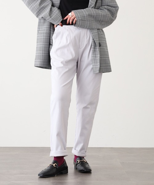 OMNES（オムネス）の「OMNES Another Edition スーパーストレッチツイル裏起毛タックパンツ（スラックス・レディース・ネイビー/チャコール/ブラウン/ライトグレー/カーキ/アイボリー・M/L）」の13枚目の写真