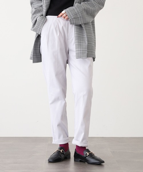 OMNES（オムネス）の「OMNES Another Edition スーパーストレッチツイル裏起毛タックパンツ（スラックス・レディース・ネイビー/チャコール/ブラウン/ライトグレー/カーキ/アイボリー・M/L）」の12枚目の写真