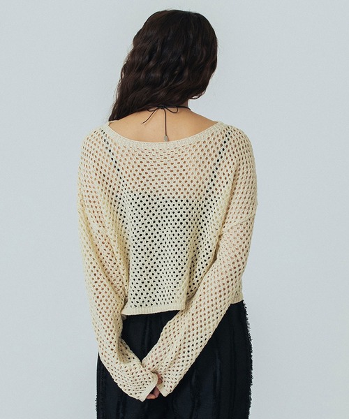 ROSE BUD(ローズバッド)の「MESH KNIT P/O(ニット/セーター・レディース・ブラック/オフホワイト/ブルー・ONE SIZE)」の8枚目の写真