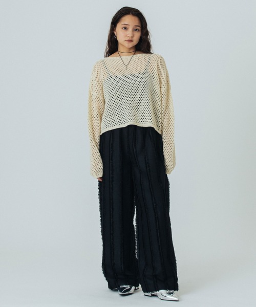 ROSE BUD(ローズバッド)の「MESH KNIT P/O(ニット/セーター・レディース・ブラック/オフホワイト/ブルー・ONE SIZE)」の10枚目の写真
