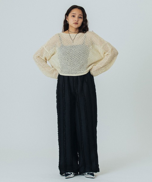ROSE BUD(ローズバッド)の「MESH KNIT P/O(ニット/セーター・レディース・ブラック/オフホワイト/ブルー・ONE SIZE)」の5枚目の写真