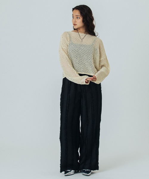 ROSE BUD(ローズバッド)の「MESH KNIT P/O(ニット/セーター・レディース・ブラック/オフホワイト/ブルー・ONE SIZE)」の9枚目の写真
