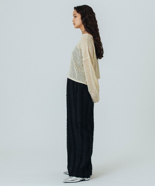 ROSE BUD(ローズバッド)の「MESH KNIT P/O(ニット/セーター・レディース・ブラック/オフホワイト/ブルー・ONE SIZE)」の7枚目の写真