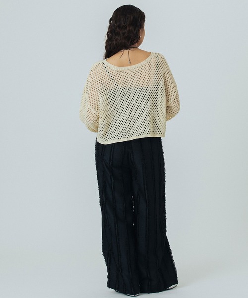 ROSE BUD(ローズバッド)の「MESH KNIT P/O(ニット/セーター・レディース・ブラック/オフホワイト/ブルー・ONE SIZE)」の12枚目の写真