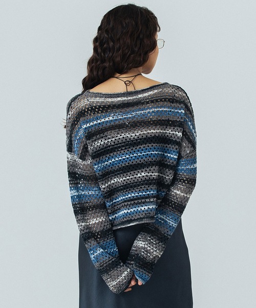 ROSE BUD(ローズバッド)の「MESH KNIT P/O(ニット/セーター・レディース・ブラック/オフホワイト/ブルー・ONE SIZE)」の18枚目の写真