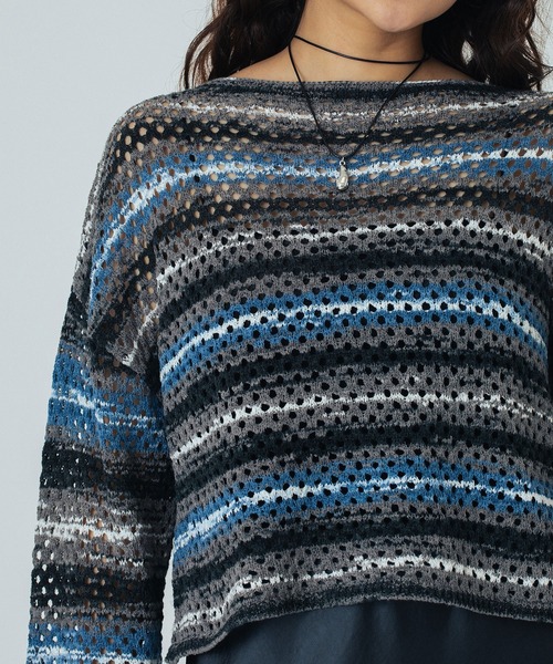 ROSE BUD(ローズバッド)の「MESH KNIT P/O(ニット/セーター・レディース・ブラック/オフホワイト/ブルー・ONE SIZE)」の22枚目の写真