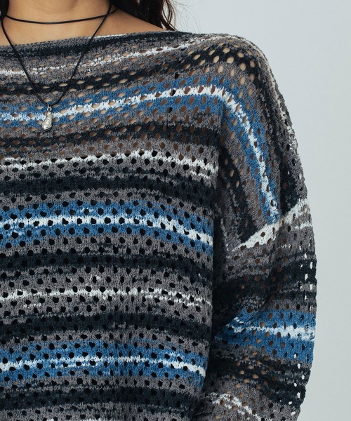 ROSE BUD(ローズバッド)の「MESH KNIT P/O(ニット/セーター・レディース・ブラック/オフホワイト/ブルー・ONE SIZE)」の20枚目の写真