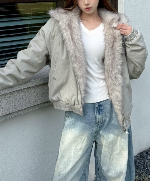 UP START(アップスタート)の「【LAMPOON】フェイクファーフードブルゾン(ブルゾン・レディース・ブラック/グレー・X-LARGE/LARGE/MEDIUM/SMALL)」の16枚目の写真