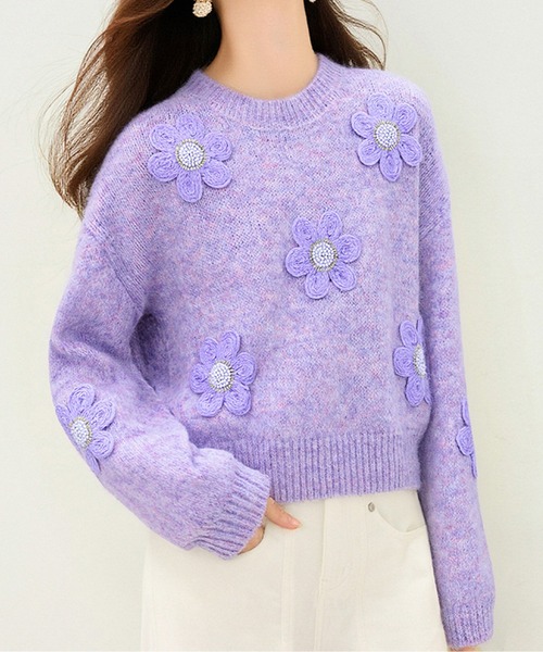 AMAJI（アマジ）の「デイジージャガードニットトップス（ニット/セーター・レディース・ラベンダー/ピンク・LARGE/MEDIUM）」の8枚目の写真