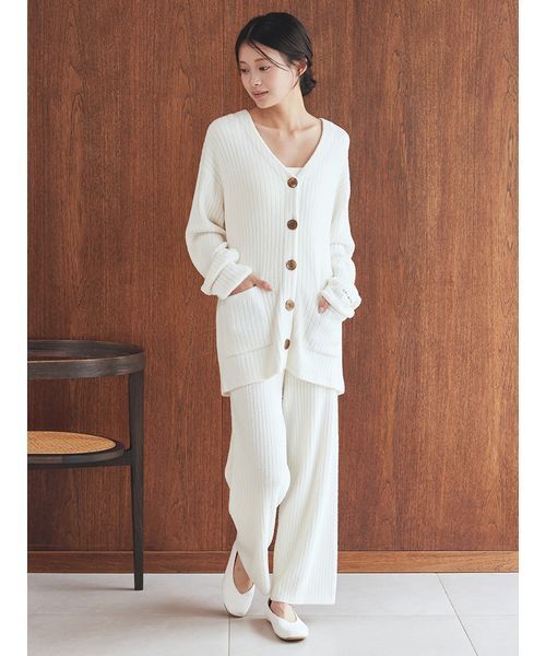 【4/19限定ご希望値下げ】 GELATO PIQUE ホワイトルームウェア 調温スムーズィ―カーディガン（ルームウェア/パジャマ）｜gelato pique