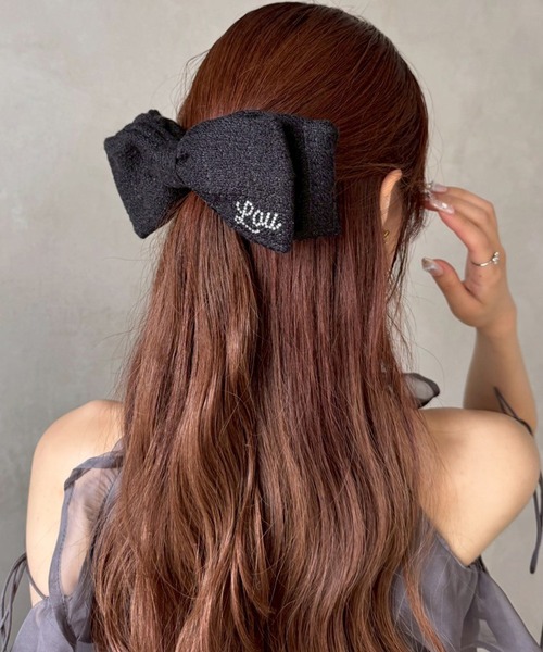 one after another NICE CLAUP（ワンアフターアナザーナイスクラップ）の「新色追加【LouLoumei】ビックリボンバレッタ（バレッタ/ヘアクリップ・レディース・アイボリー/ブラック/ベージュ/ブラック系その他/スミクロ・FREE）」の8枚目の写真