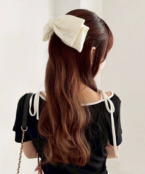 one after another NICE CLAUP（ワンアフターアナザーナイスクラップ）の「新色追加【LouLoumei】ビックリボンバレッタ（バレッタ/ヘアクリップ・レディース・アイボリー/ブラック/ベージュ/ブラック系その他/スミクロ・FREE）」の11枚目の写真
