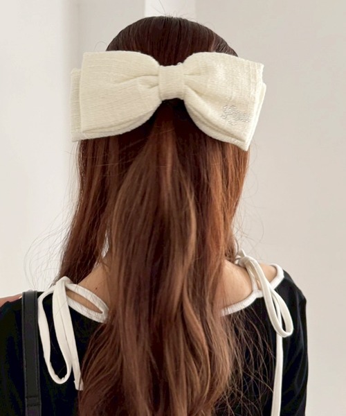 one after another NICE CLAUP（ワンアフターアナザーナイスクラップ）の「新色追加【LouLoumei】ビックリボンバレッタ（バレッタ/ヘアクリップ・レディース・アイボリー/ブラック/ベージュ/ブラック系その他/スミクロ・FREE）」の12枚目の写真