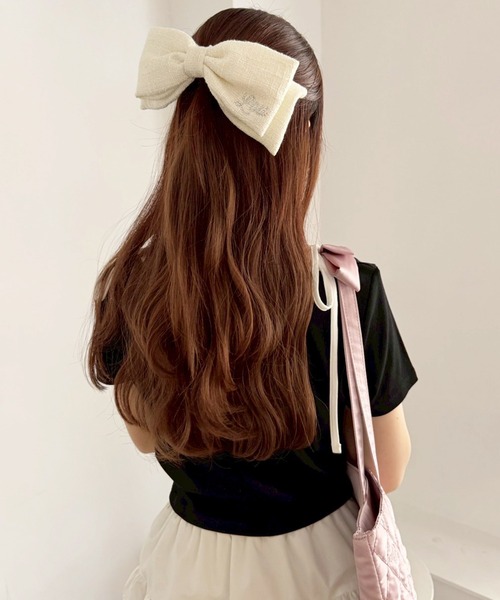 one after another NICE CLAUP（ワンアフターアナザーナイスクラップ）の「新色追加【LouLoumei】ビックリボンバレッタ（バレッタ/ヘアクリップ・レディース・アイボリー/ブラック/ベージュ/ブラック系その他/スミクロ・FREE）」の15枚目の写真