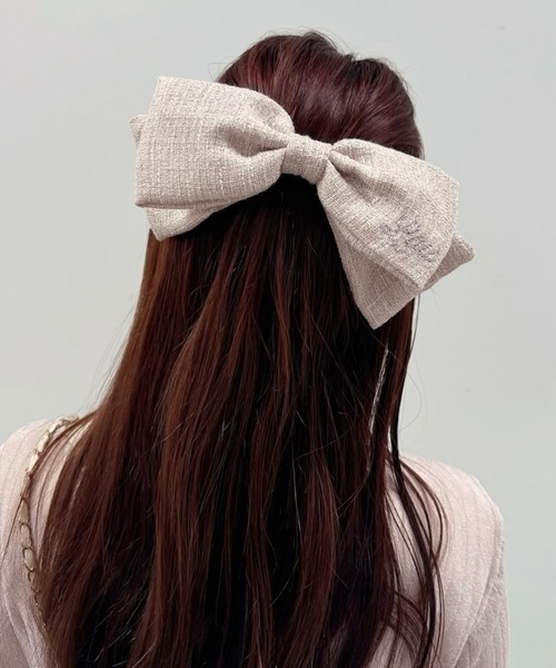 one after another NICE CLAUP（ワンアフターアナザーナイスクラップ）の「新色追加【LouLoumei】ビックリボンバレッタ（バレッタ/ヘアクリップ・レディース・アイボリー/ブラック/ベージュ/ブラック系その他/スミクロ・FREE）」の18枚目の写真