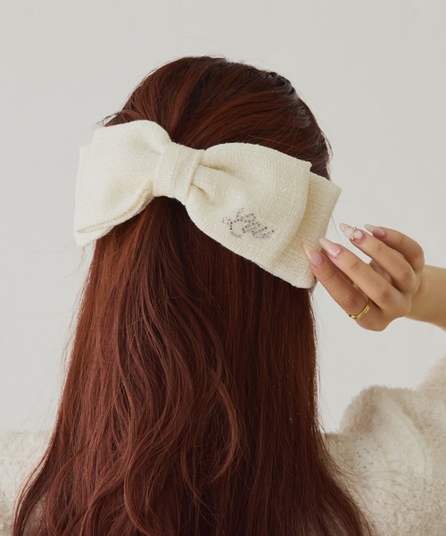 one after another NICE CLAUP（ワンアフターアナザーナイスクラップ）の「新色追加【LouLoumei】ビックリボンバレッタ（バレッタ/ヘアクリップ・レディース・アイボリー/ブラック/ベージュ/ブラック系その他/スミクロ・FREE）」の9枚目の写真