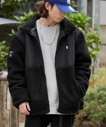 U.S. POLO ASSN./ユーエスポロアッスン ブランドロゴ 切り替えデザイン ボアジャケット 冬服