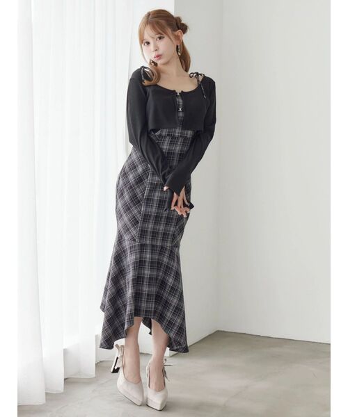 EATME（イートミー）の「マーメイドチェックワンピース（ワンピース・レディース・ワイン/ブラック・MEDIUM/SMALL）」の21枚目の写真