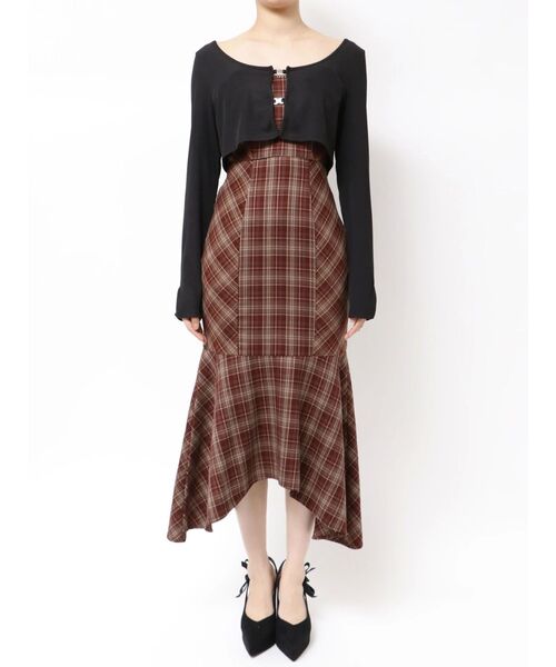 EATME（イートミー）の「マーメイドチェックワンピース（ワンピース・レディース・ワイン/ブラック・MEDIUM/SMALL）」の6枚目の写真