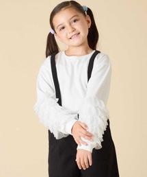 a.v.v | [130-160]チュールスリーブポンチカットソー(Tシャツ/カットソー)