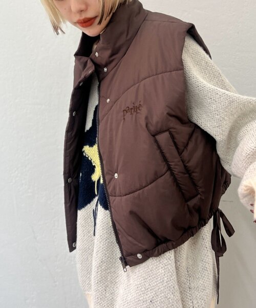 w closet（ダブルクローゼット）の「中綿リボンベスト（ベスト・レディース・ブラウン/オレンジ/アイボリー・FREE）」の18枚目の写真