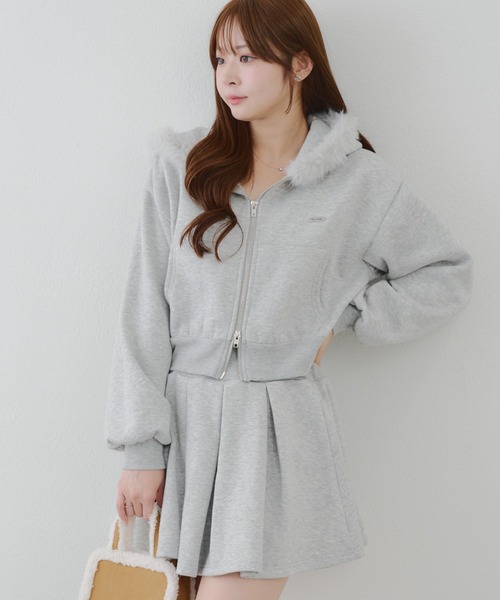 セール】【上下SET】ファーパーカーセットアップ（ワンピース