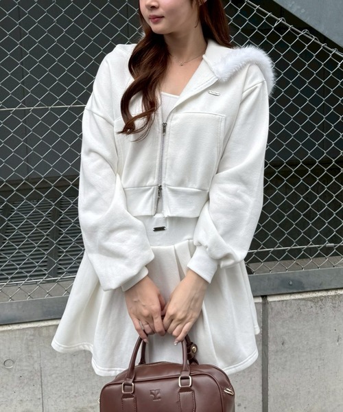 セール】【上下SET】ファーパーカーセットアップ（ワンピース