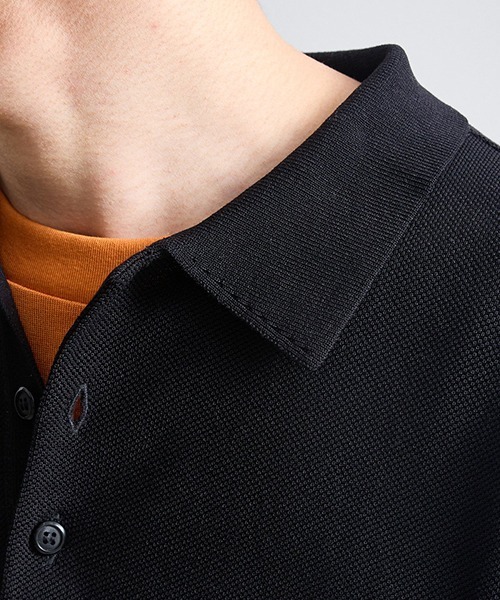 crepuscule（クレプスキュール）の「crepuscule / クレプスキュール：別注 Extra Light Moss Stitch Polo：ONLYARK-2-2514[COR]（Tシャツ/カットソー・メンズ・ブラック・2）」の17枚目の写真