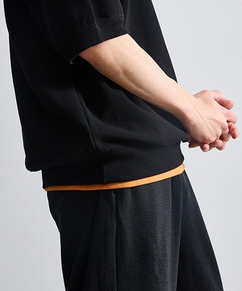 crepuscule（クレプスキュール）の「crepuscule / クレプスキュール：別注 Extra Light Moss Stitch Polo：ONLYARK-2-2514[COR]（Tシャツ/カットソー・メンズ・ブラック・2）」の16枚目の写真