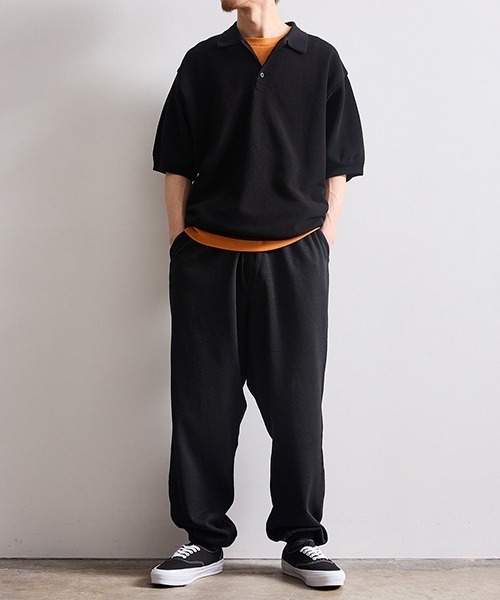 crepuscule（クレプスキュール）の「crepuscule / クレプスキュール：別注 Extra Light Moss Stitch Polo：ONLYARK-2-2514[COR]（Tシャツ/カットソー・メンズ・ブラック・2）」の14枚目の写真