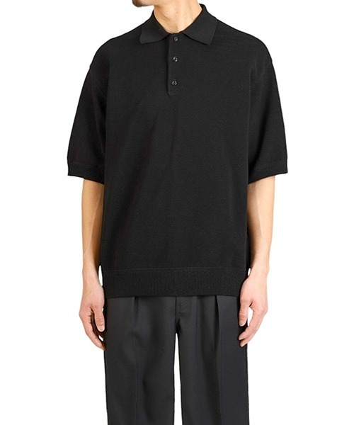 crepuscule（クレプスキュール）の「crepuscule / クレプスキュール：別注 Extra Light Moss Stitch Polo：ONLYARK-2-2514[COR]（Tシャツ/カットソー・メンズ・ブラック・2）」の5枚目の写真
