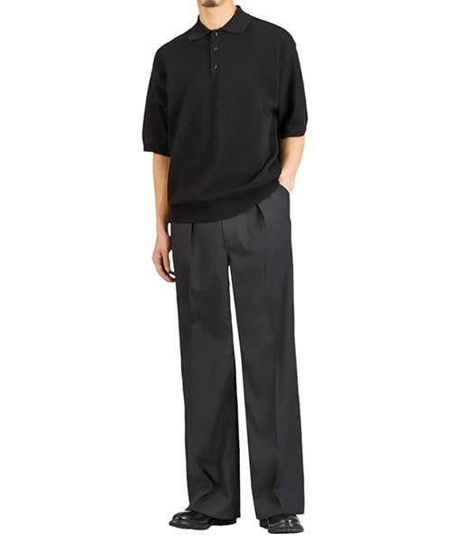 crepuscule（クレプスキュール）の「crepuscule / クレプスキュール：別注 Extra Light Moss Stitch Polo：ONLYARK-2-2514[COR]（Tシャツ/カットソー・メンズ・ブラック・2）」の2枚目の写真