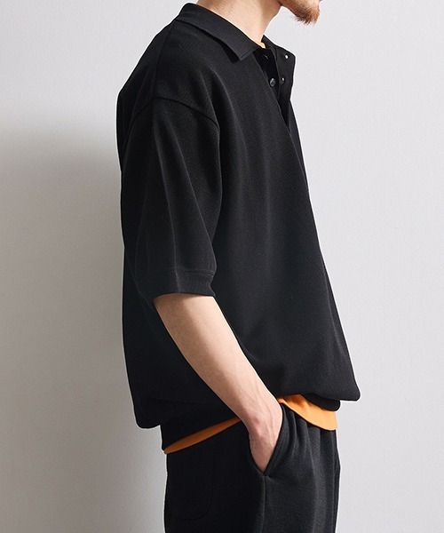 crepuscule（クレプスキュール）の「crepuscule / クレプスキュール：別注 Extra Light Moss Stitch Polo：ONLYARK-2-2514[COR]（Tシャツ/カットソー・メンズ・ブラック・2）」の15枚目の写真