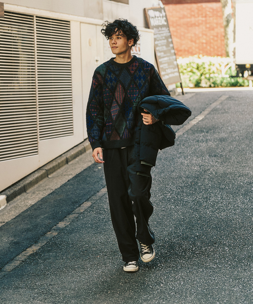 417 EDIFICE（フォーワンセブンエディフィス）の「アーガイルニットクルー（ニット/セーター・メンズ・ベージュ/ブラック・MEDIUM/LARGE）」の8枚目の写真