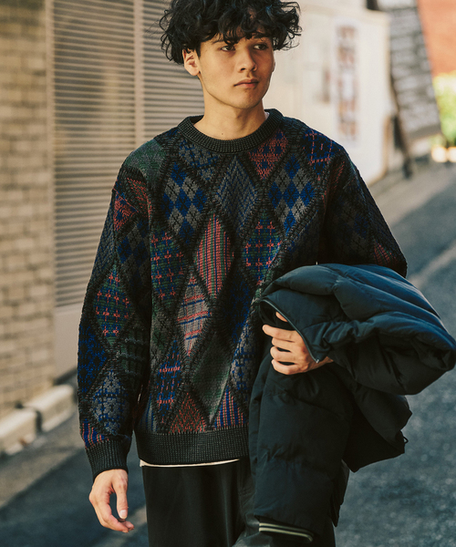 417 EDIFICE（フォーワンセブンエディフィス）の「アーガイルニットクルー（ニット/セーター・メンズ・ベージュ/ブラック・MEDIUM/LARGE）」の14枚目の写真