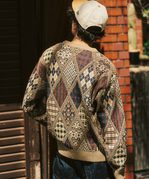 417 EDIFICE（フォーワンセブンエディフィス）の「アーガイルニットクルー（ニット/セーター・メンズ・ベージュ/ブラック・MEDIUM/LARGE）」の18枚目の写真