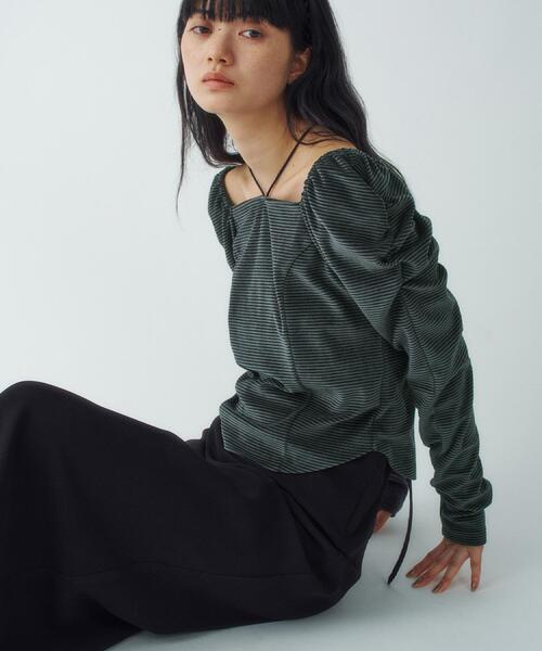 CODE A（コードエー）の「velour square puff top（Tシャツ/カットソー・レディース・チャコール/ベージュ系2/ブルー系7・00）」の11枚目の写真