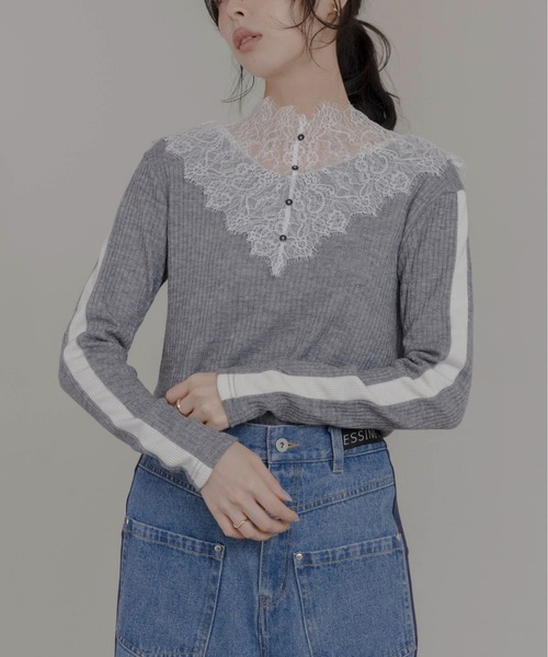 エイミーロウ　レースカラーリブカットソー　Eimee Law レースカラーリブカットソー（Tシャツ/カットソー）｜Eimee Law