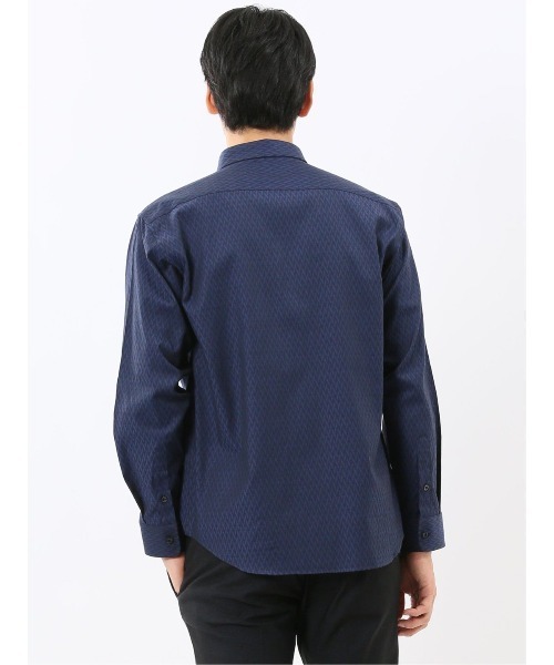 TAKA-Q（タカキュー）の「【ストレッチ 綿混】タカキュー ジャガード レギュラーカラー長袖シャツ（シャツ/ブラウス・メンズ・ボルドー/ネイビー・MEDIUM/LARGE/X-LARGE）」の11枚目の写真