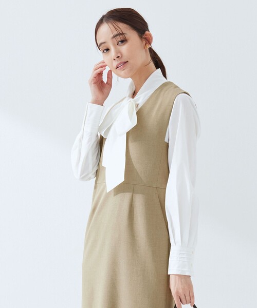 green label relaxing（グリーンレーベルリラクシング）の「［size SHORTあり］fleurie(フルリー) ジャンパースカート（ジャンパースカート・レディース・ネイビー/ベージュ・SHORT/FREE）」の10枚目の写真