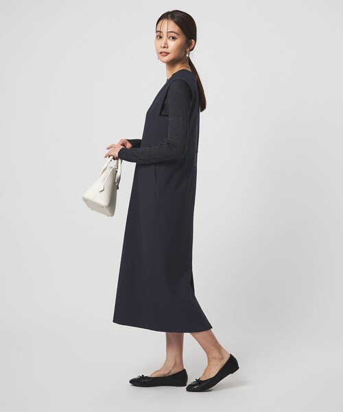 green label relaxing（グリーンレーベルリラクシング）の「［size SHORTあり］fleurie(フルリー) ジャンパースカート（ジャンパースカート・レディース・ネイビー/ベージュ・SHORT/FREE）」の15枚目の写真