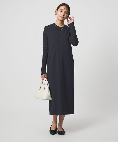 green label relaxing（グリーンレーベルリラクシング）の「［size SHORTあり］fleurie(フルリー) ジャンパースカート（ジャンパースカート・レディース・ネイビー/ベージュ・SHORT/FREE）」の17枚目の写真