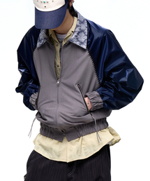 RSSC(�A�[���G�X�G�X�V�[)��STITCHED RAGLAN BLOUSON - NAVY/GRAY(MA-1)