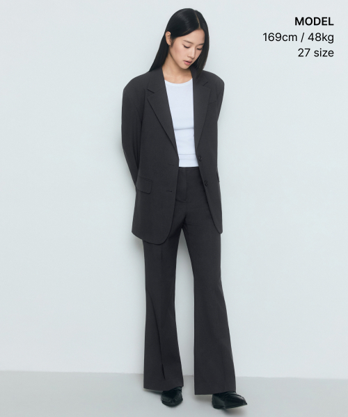 MUSINSA STANDARD WOMAN（ムシンサスタンダードウーマン）の「ウィメンズセミブーツカットヒドゥンバンディングスラックス[グレー]（スラックス・レディース・その他・34/27/28/29/32/30/31/24/25/26）」の2枚目の写真