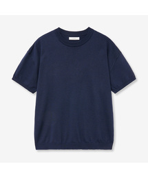 VTWO（ブイツー）の「クールウォッシャブルラウンドネックハーフニット（ネイビー）（ニット/セーター）」