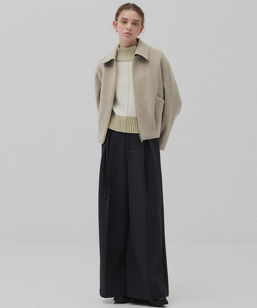 PUBLIC TOKYO（パブリックトウキョウ）の「【完売間近】ウールジップタックショートコート（ブルゾン・レディース・ブラック/マルチ/ベージュ・1/2）」の22枚目の写真