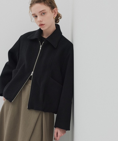 ウールジップタックショートコート（ブルゾン）｜PUBLIC TOKYO