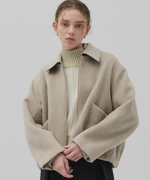 PUBLIC TOKYO（パブリックトウキョウ）の「【完売間近】ウールジップタックショートコート（ブルゾン・レディース・ブラック/マルチ/ベージュ・1/2）」の20枚目の写真